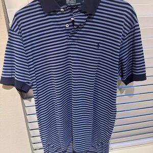 Ralph Lauren Men's Navy and Black Striped Polo Shirt